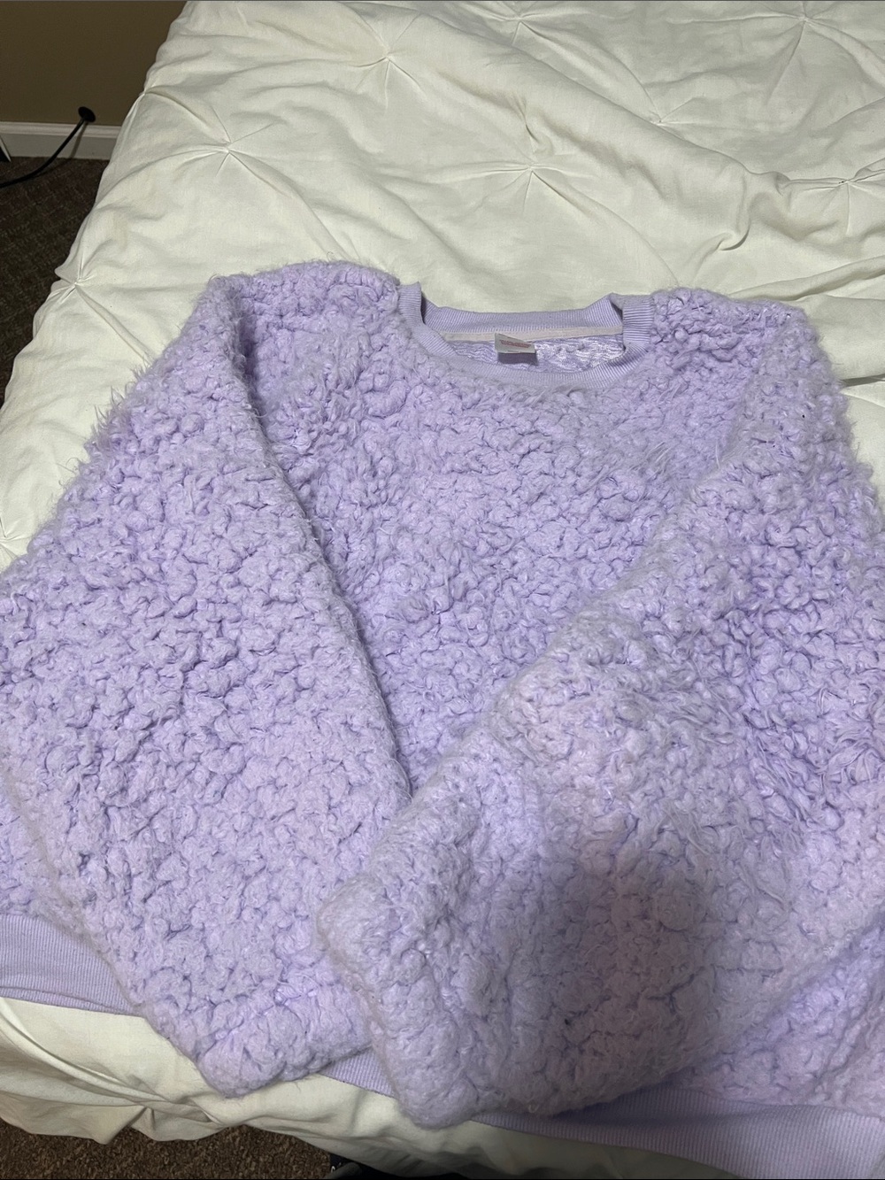 No Boundaries Lavender Sherpa Crewneck Sweater